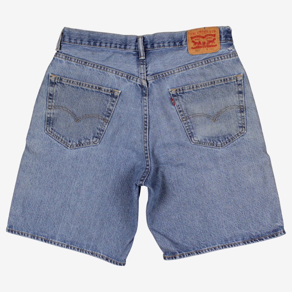 Levis 550 Denim Baggy Shorts Jorts 36 Mens 00s Blue Relaxed Mid Rise