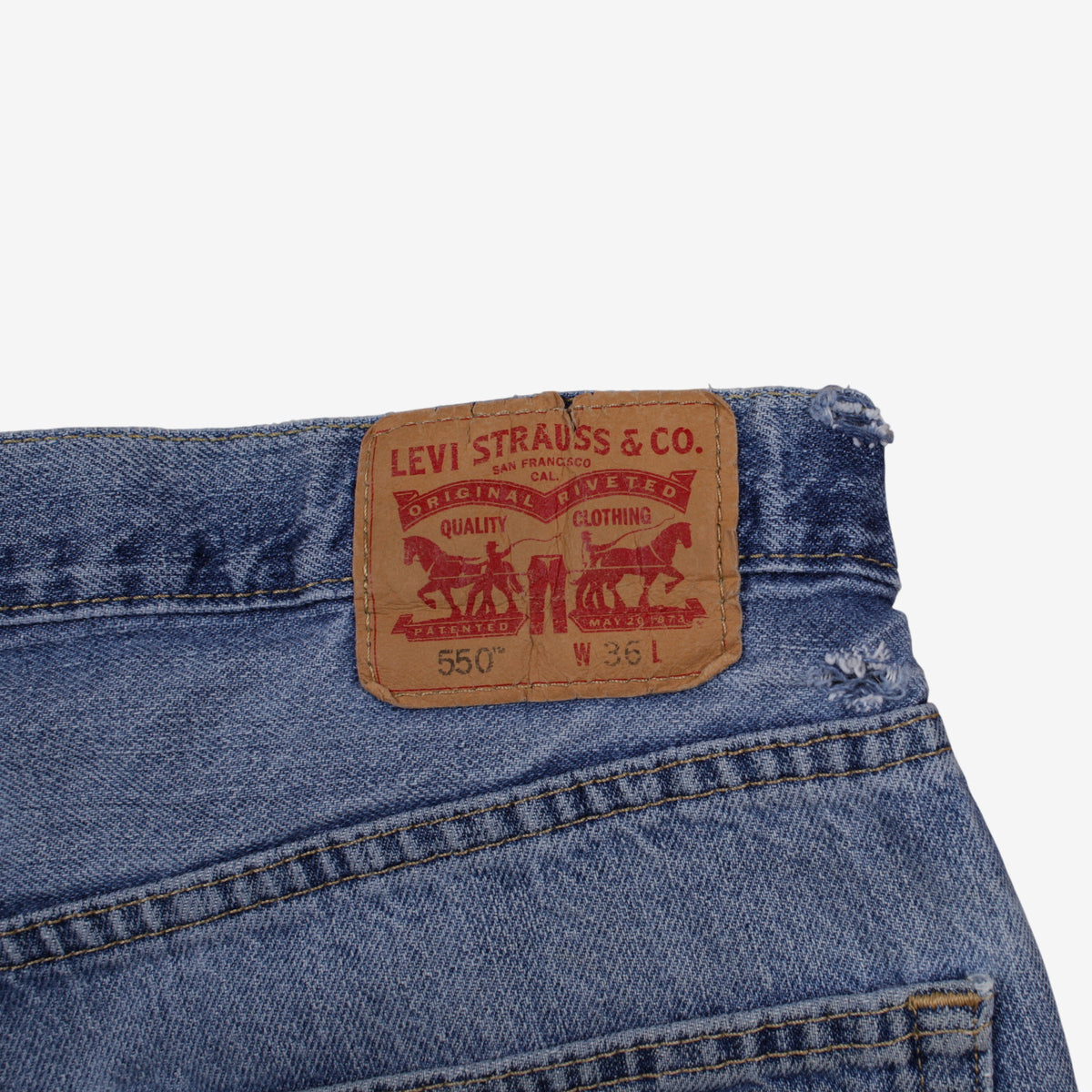 Levis 550 Denim Baggy Shorts Jorts 36 Mens 00s Blue Relaxed Mid Rise