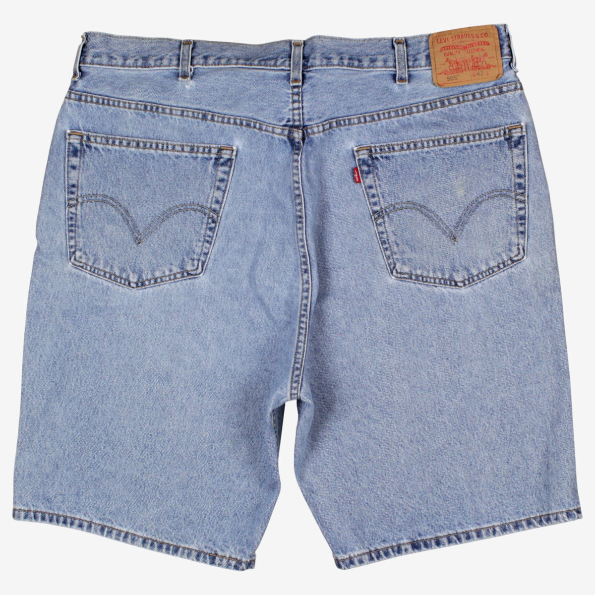 Levis 505 Denim Shorts Jorts 42 Mens 00s Blue Regular Western Summer