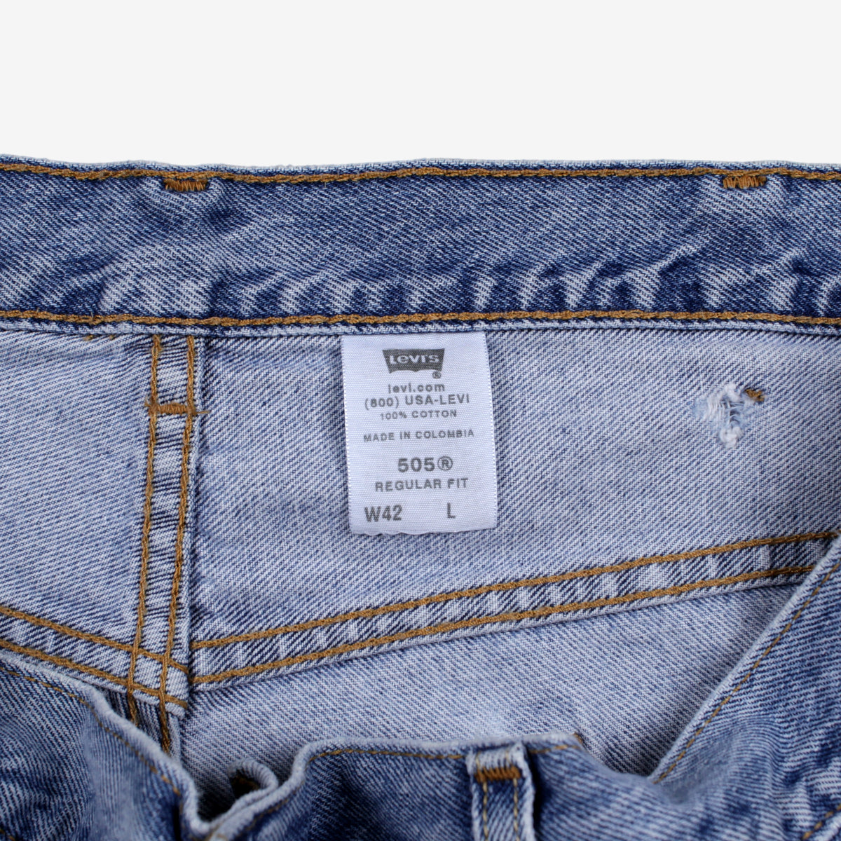 Levis 505 Denim Shorts Jorts 42 Mens 00s Blue Regular Western Summer