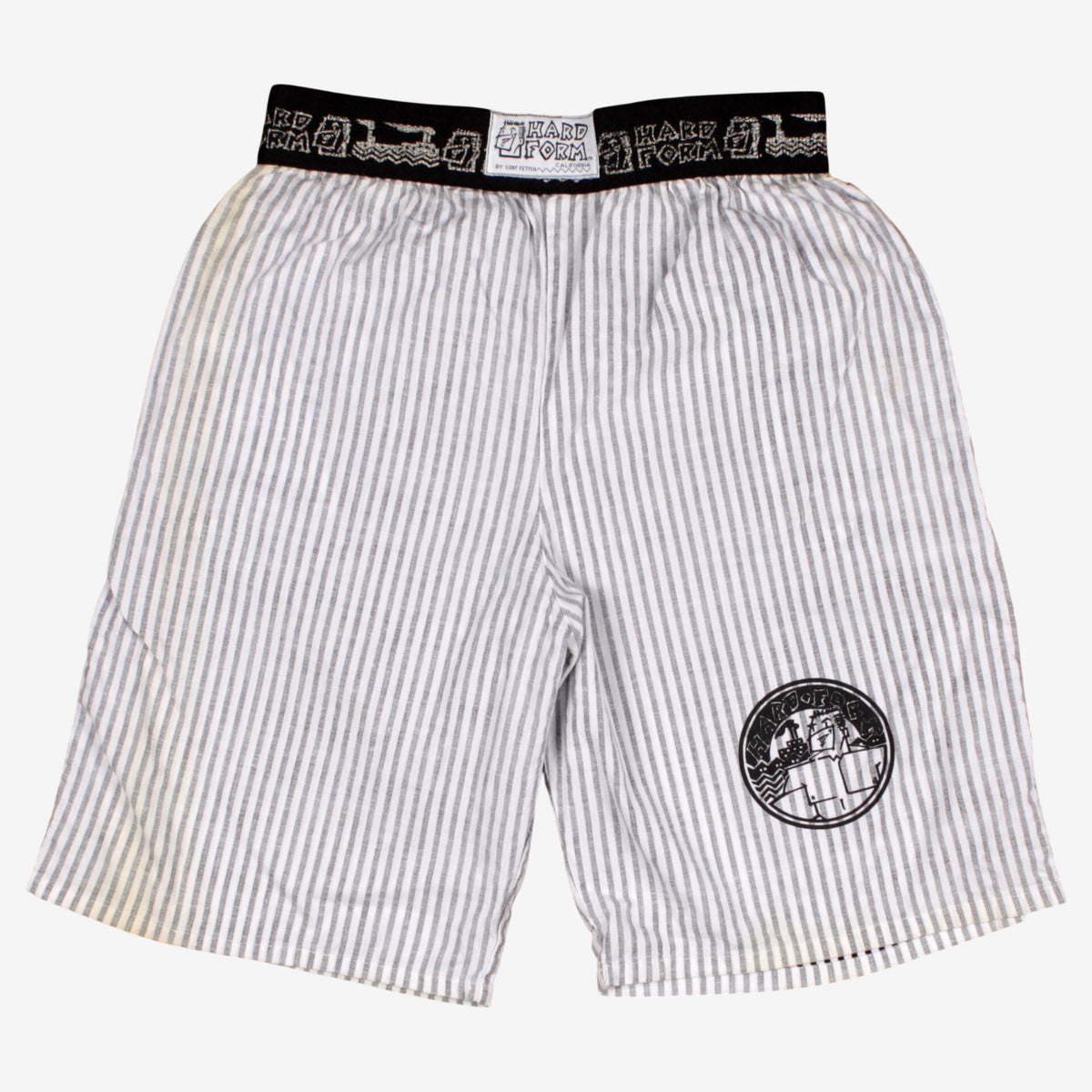 Vintage Surf Fetish Hard Form Shorts 30 Mens 80s White Striped Elastic