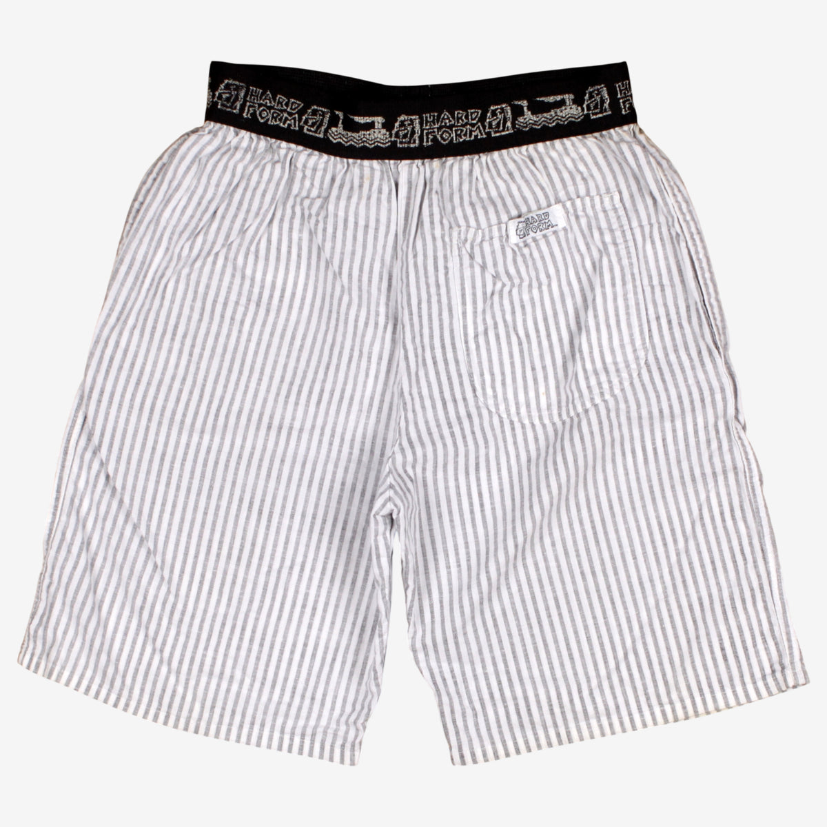 Vintage Surf Fetish Hard Form Shorts 30 Mens 80s White Striped Elastic