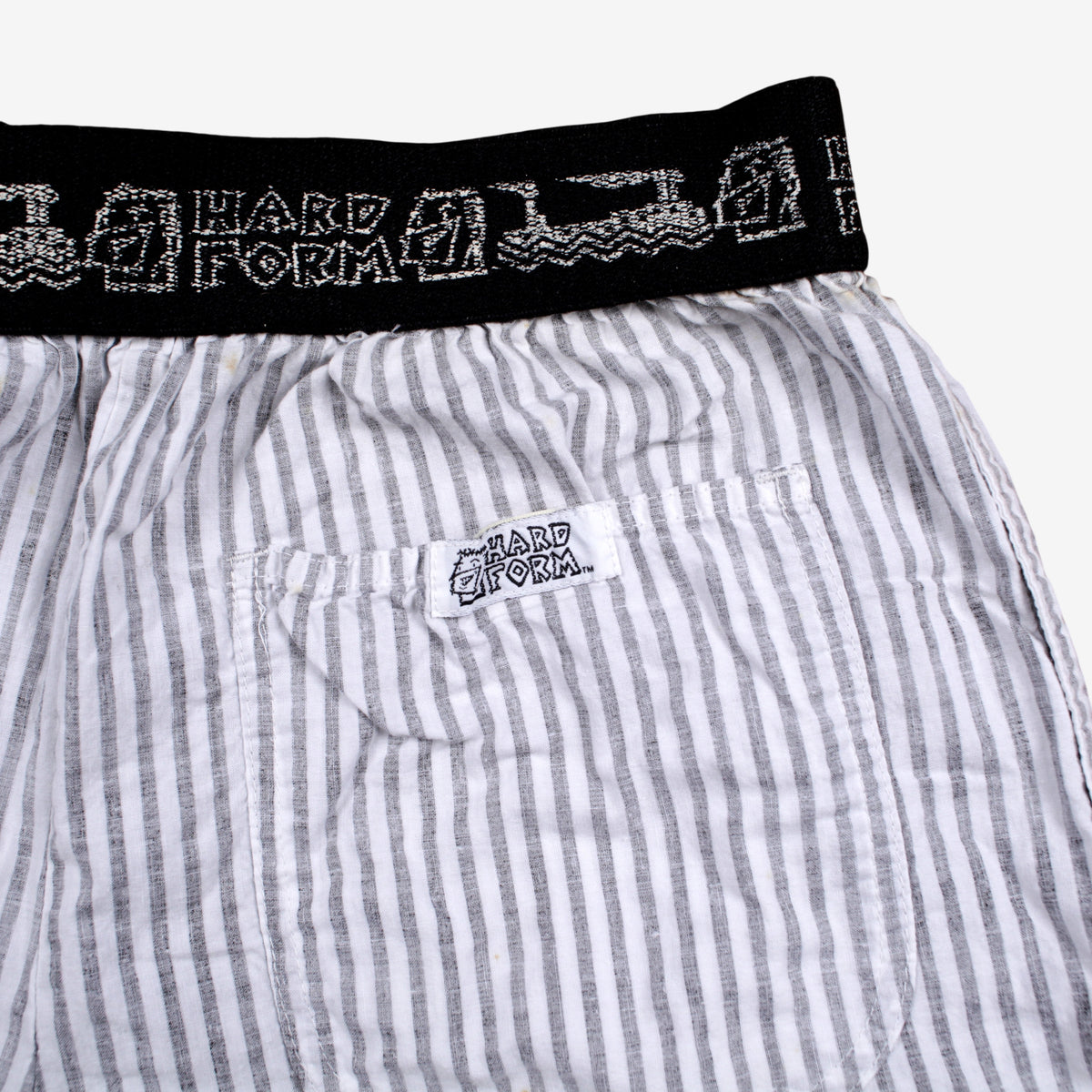 Vintage Surf Fetish Hard Form Shorts 30 Mens 80s White Striped Elastic