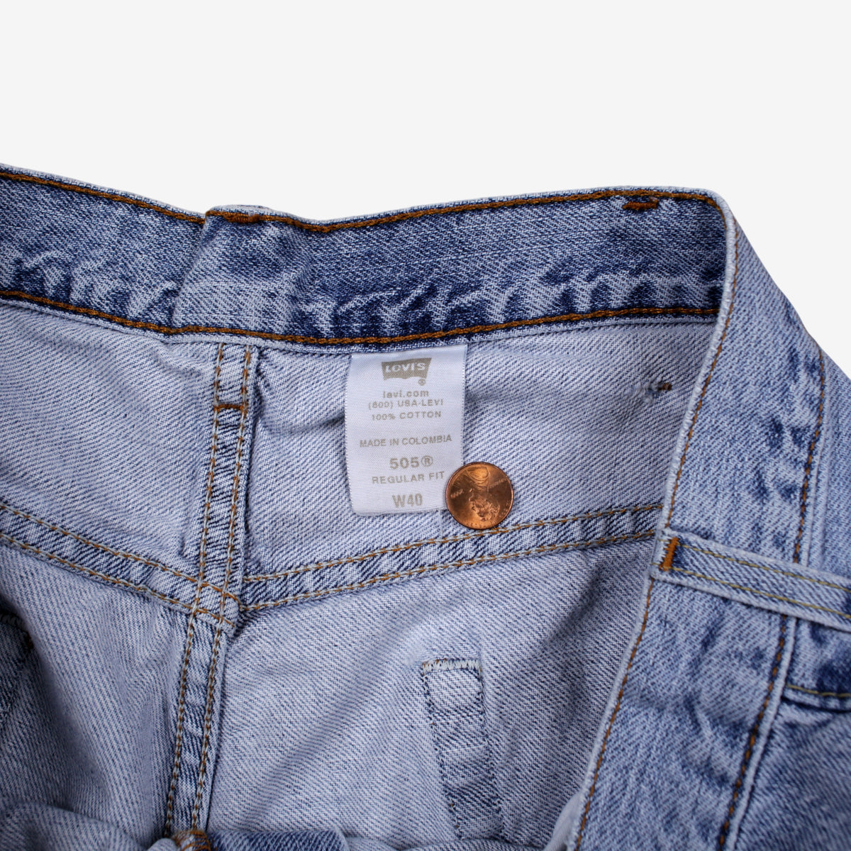 Levis 505 Denim Shorts Jorts 40 Mens Regular Fit Blue Western Summer