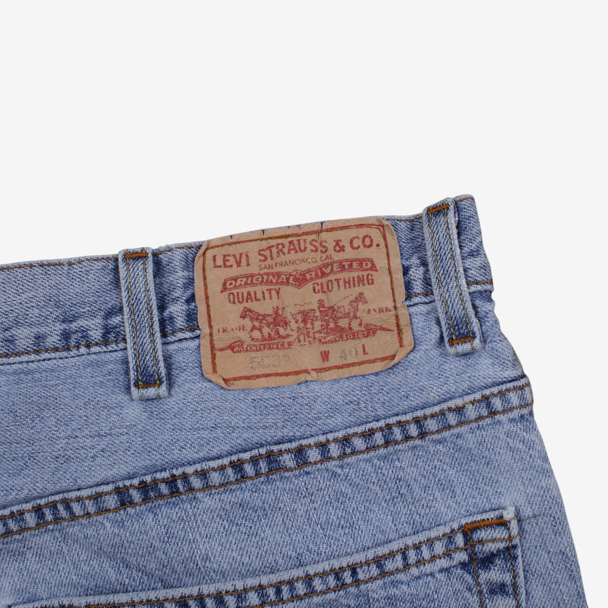 Levis 505 Denim Shorts Jorts 40 Mens Regular Fit Blue Western Summer