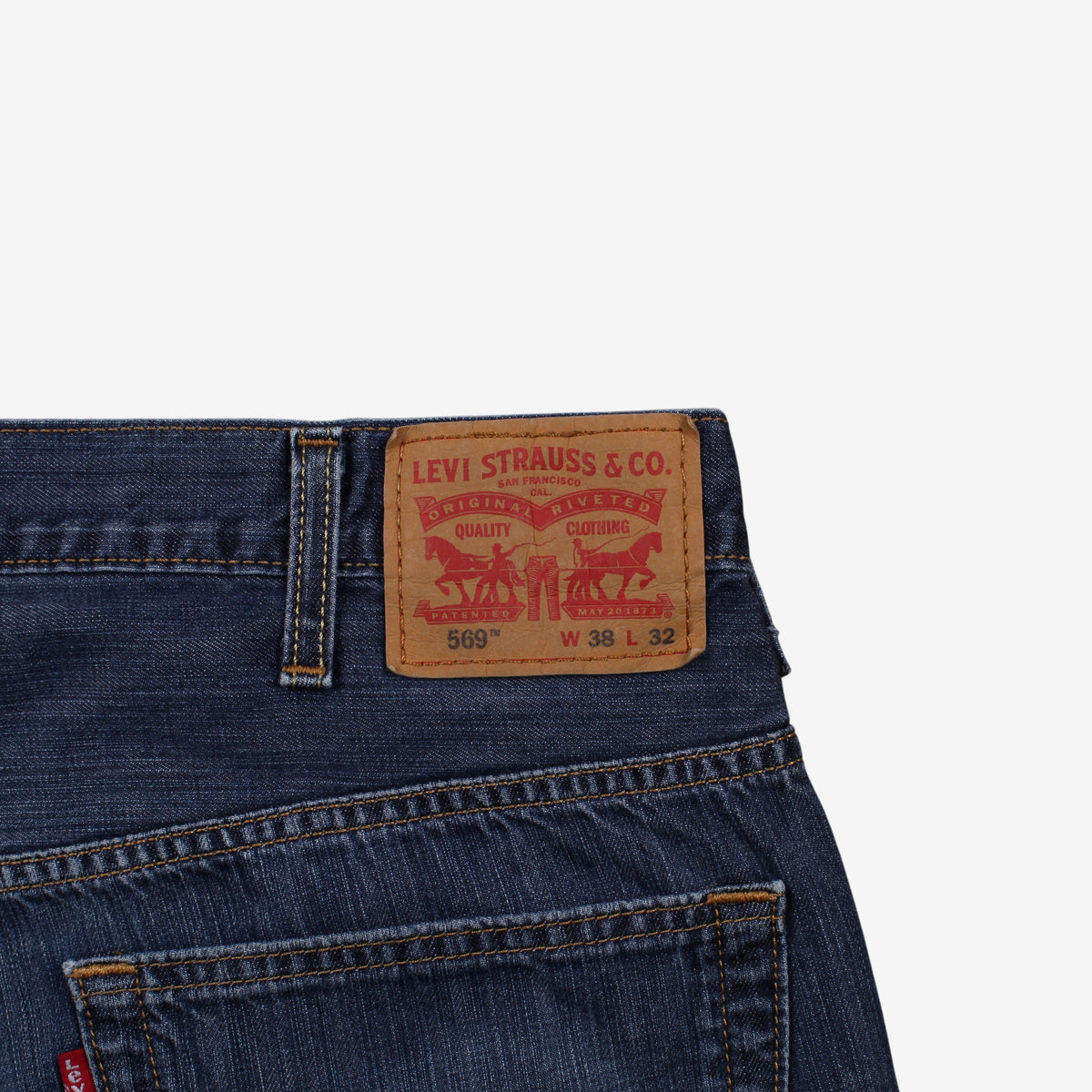 Levis 569 Jeans 38x32 Mens Blue Relaxed Straight Stonewash Red Tab Denim