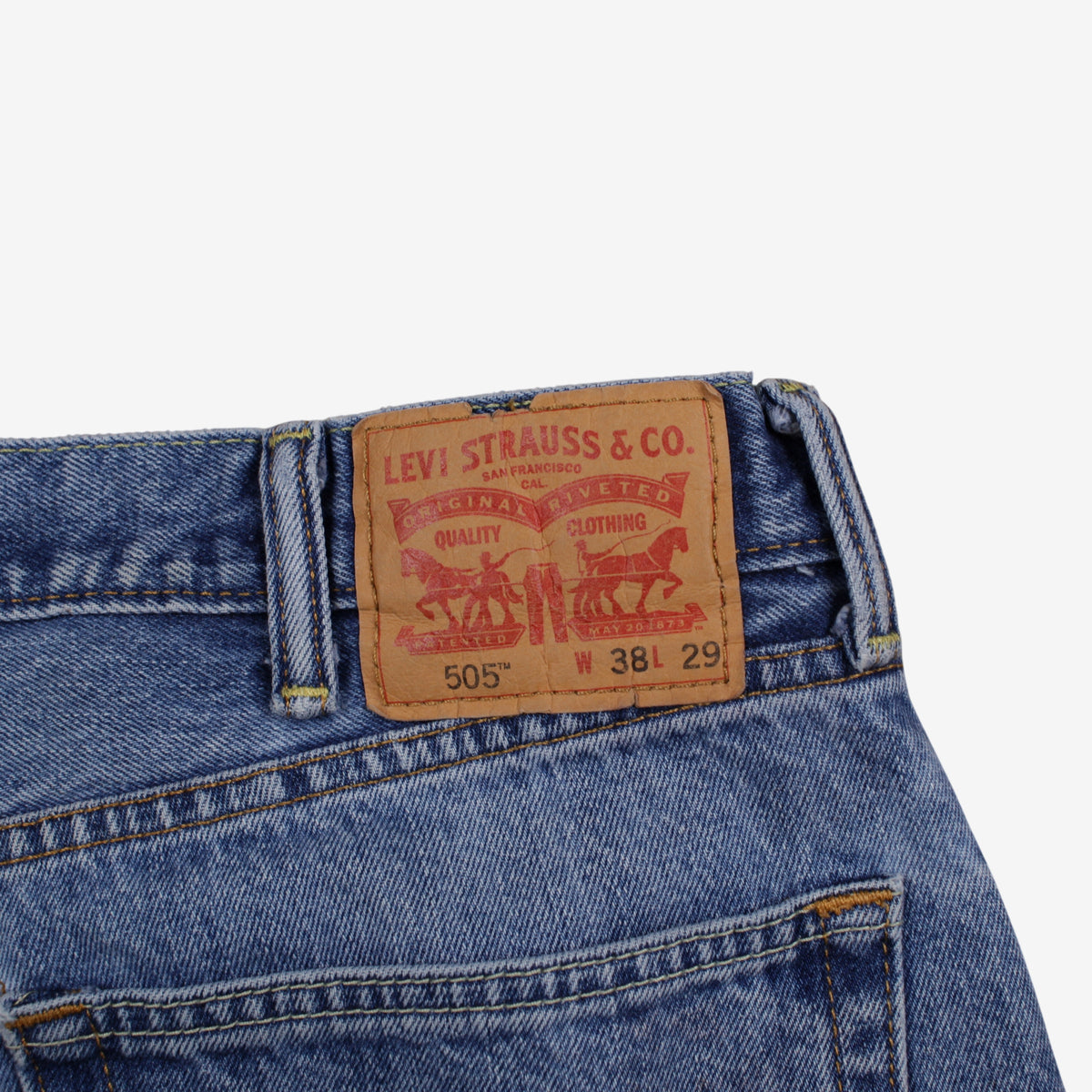 Levis 505 Jeans 38x29 Mens Blue Regular Straight Light Stonewash Denim
