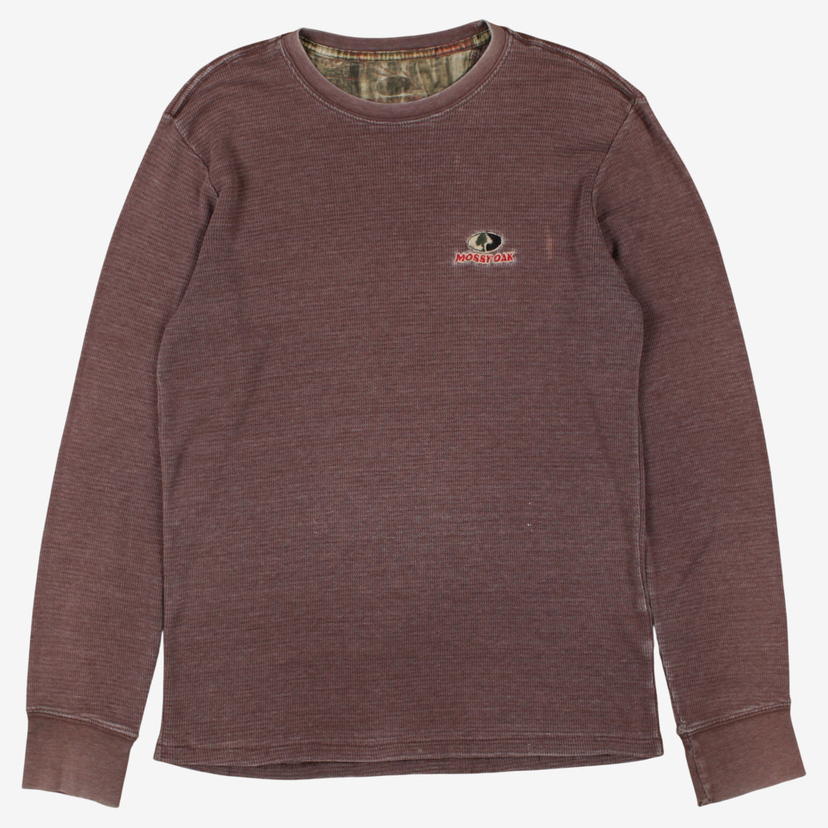 Vintage Mossy Oak Waffle T-shirt M Mens 00s Brown Cotton Blend Sweater Crewneck