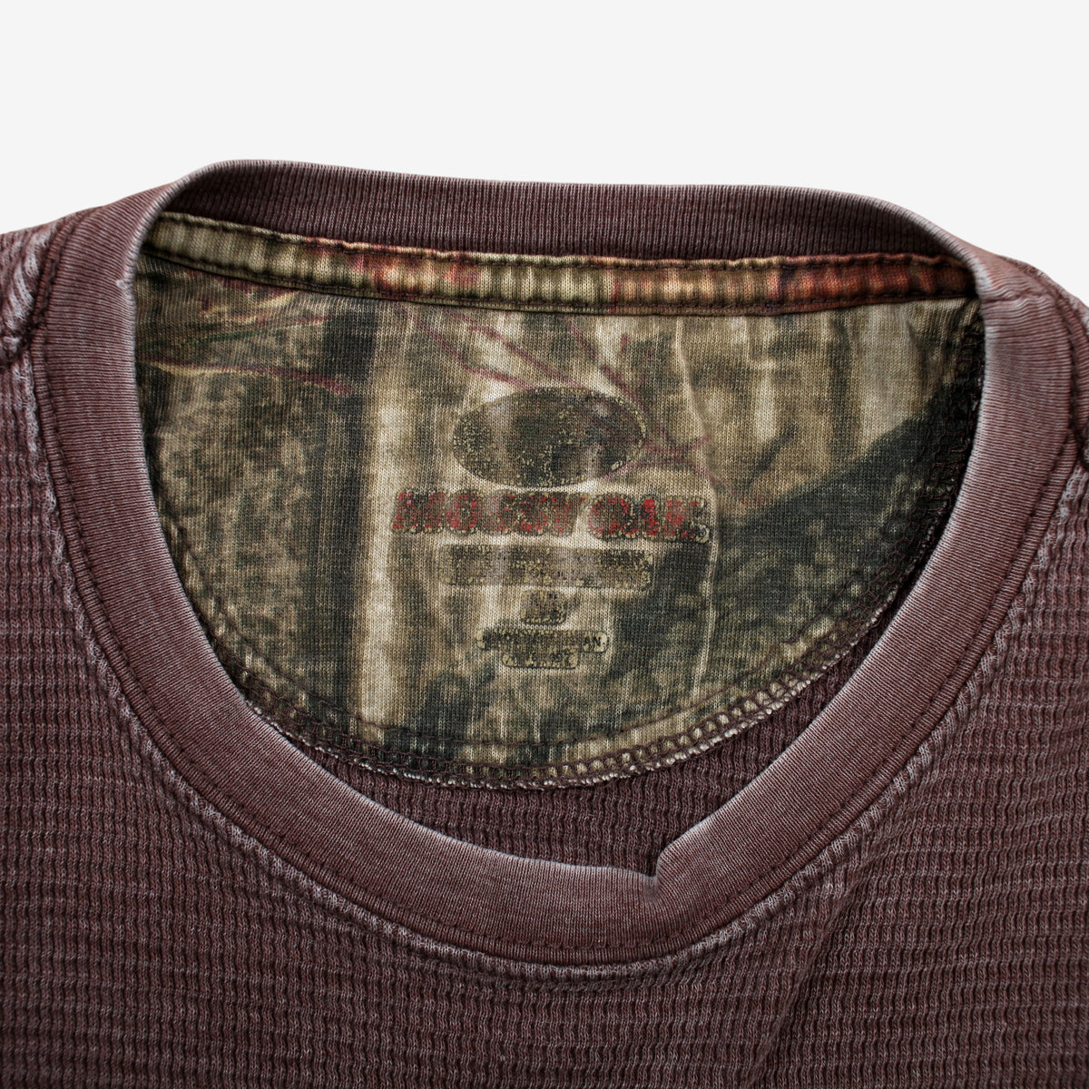 Vintage Mossy Oak Waffle T-shirt M Mens 00s Brown Cotton Blend Sweater Crewneck