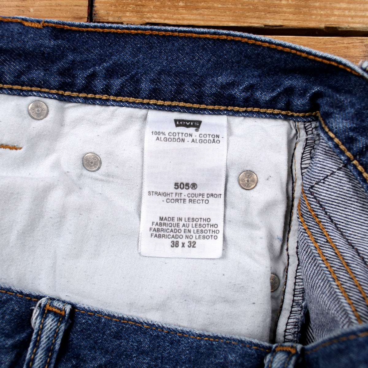 Levis 505 Jeans 38x32 Blue Regular Straight Men's Dark Stonewash Zip Denim