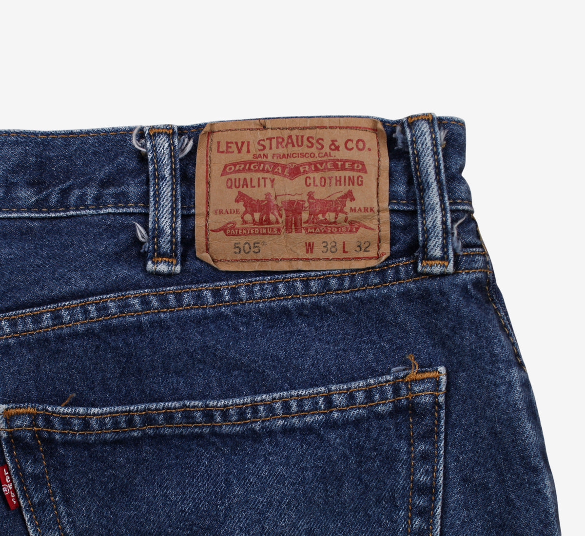 Levis 505 Jeans 38x32 Blue Regular Straight Men's Dark Stonewash Zip Denim