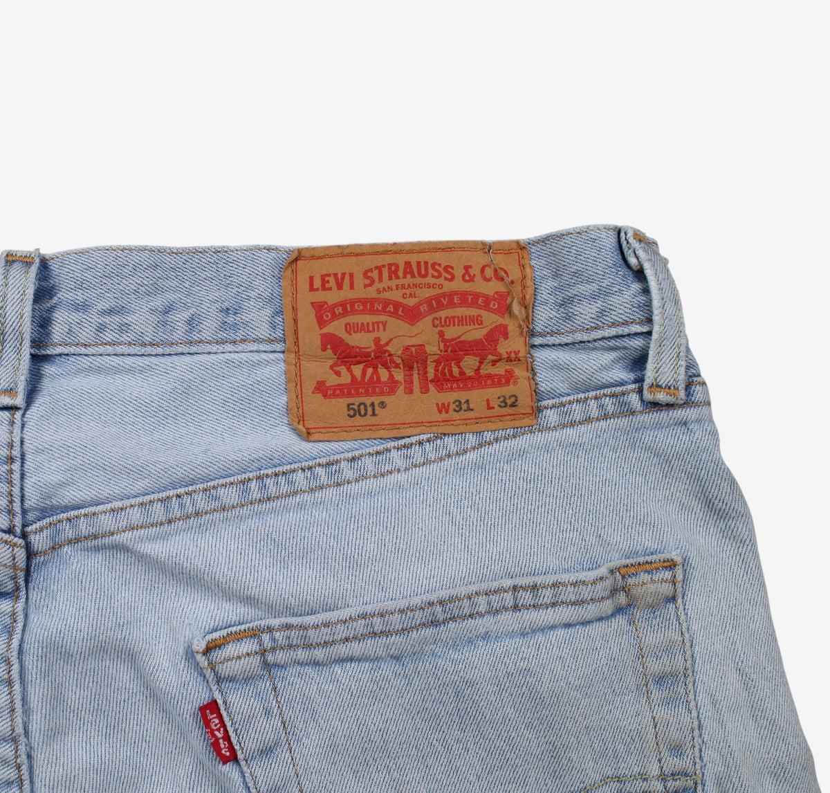 Levis 501 Jeans 31x32 Blue Regular Straight Light Bleached Stonewash Denim