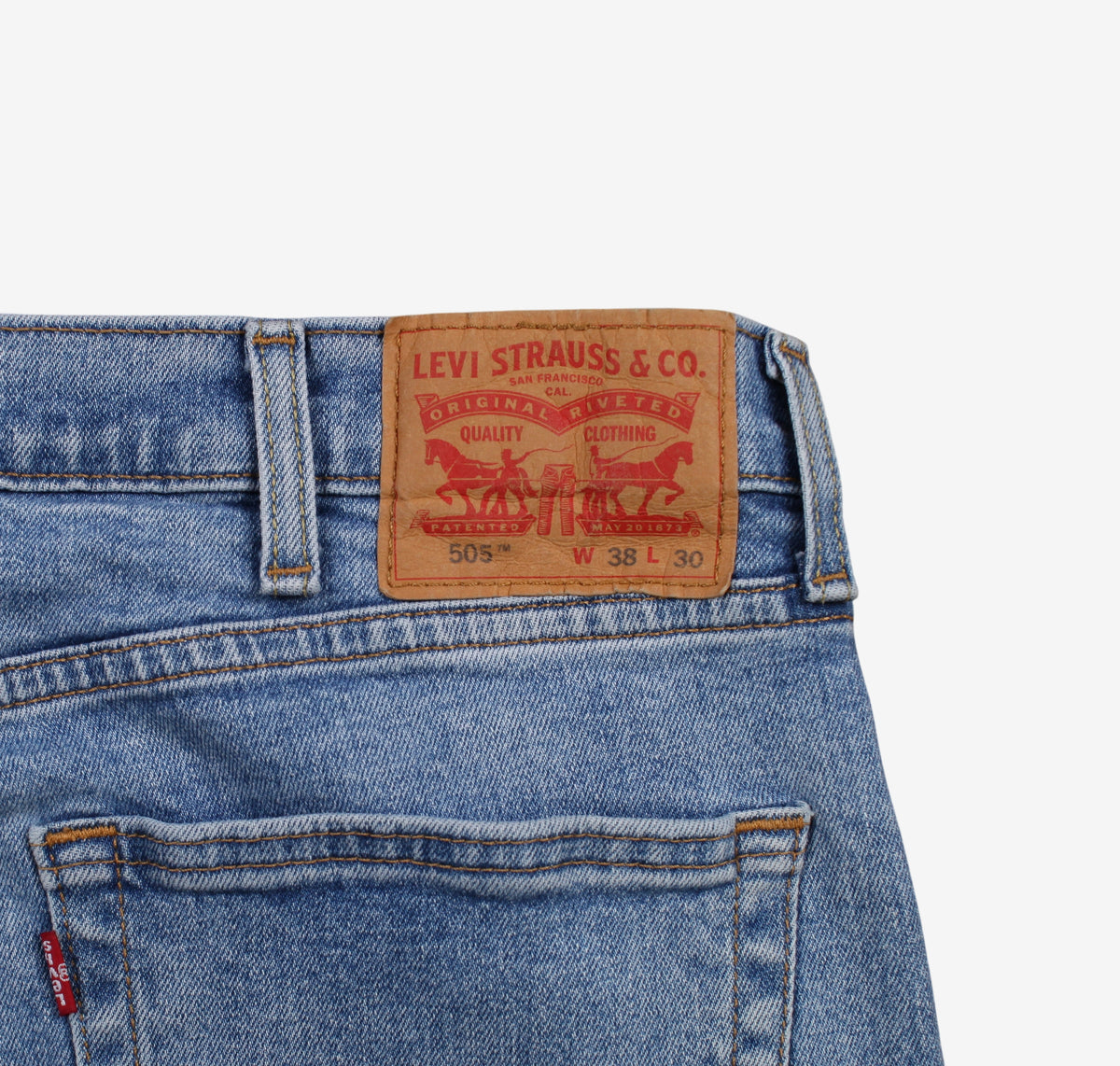 Levis 505 Jeans 38x30 Blue Regular Straight Faded Stonewash Mid Rise Denim