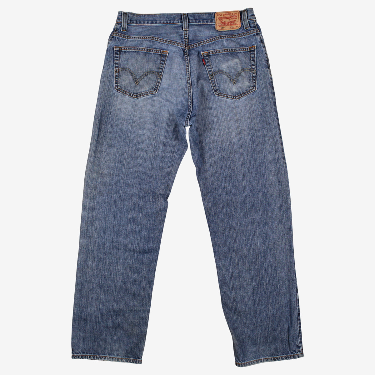Levis 559 Jeans 36x32 Mens Blue Relaxed Straight Faded Stonewash Denim