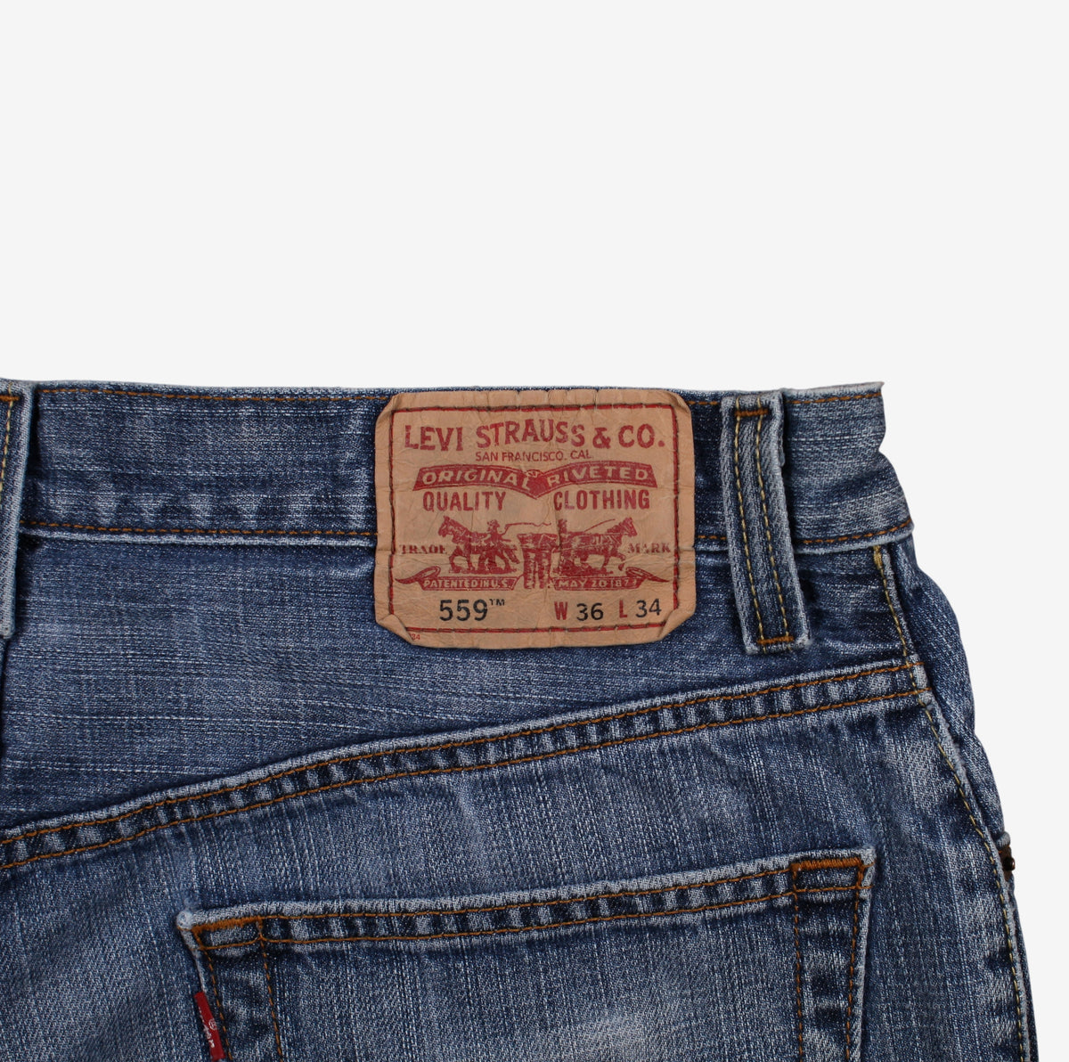 Levis 559 Jeans 36x32 Mens Blue Relaxed Straight Faded Stonewash Denim