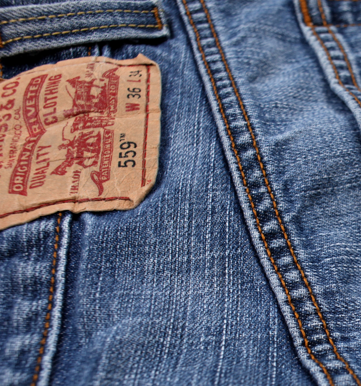 Levis 559 Jeans 36x32 Mens Blue Relaxed Straight Faded Stonewash Denim