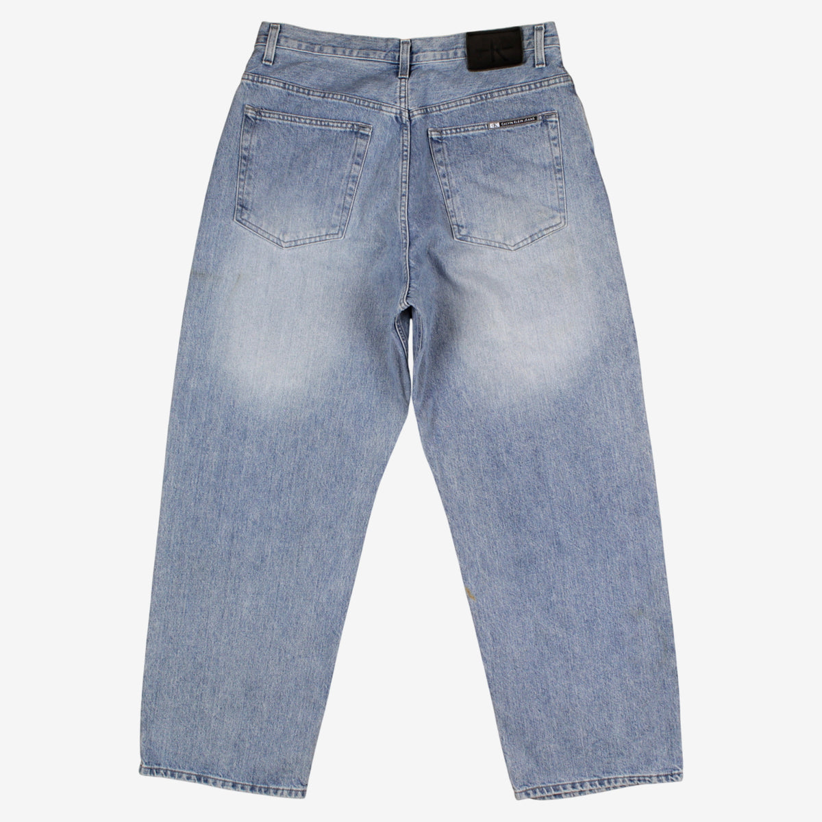 Calvin Klein Baggy Jeans 34x30 Mens Blue Wide Leg Faded Stonewash Relaxed Denim