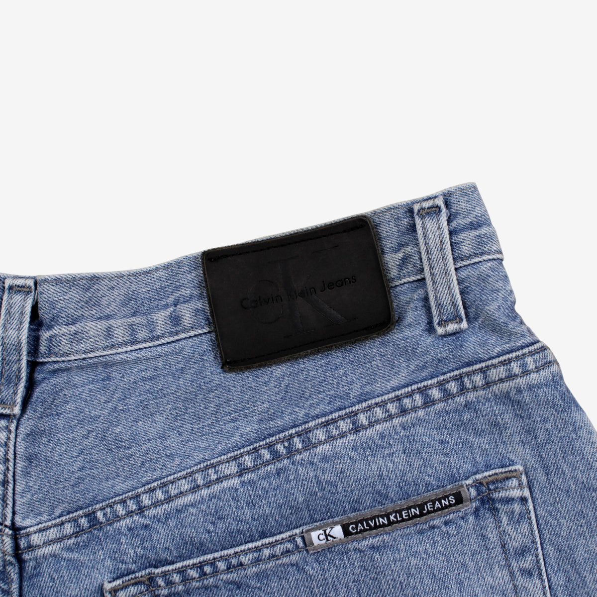 Calvin Klein Baggy Jeans 34x30 Mens Blue Wide Leg Faded Stonewash Relaxed Denim