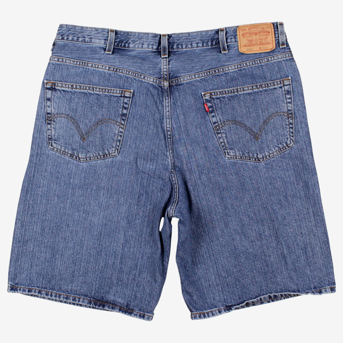 Levis 550 Denim Baggy Shorts Jorts 42 00s Blue Relaxed Western Summer