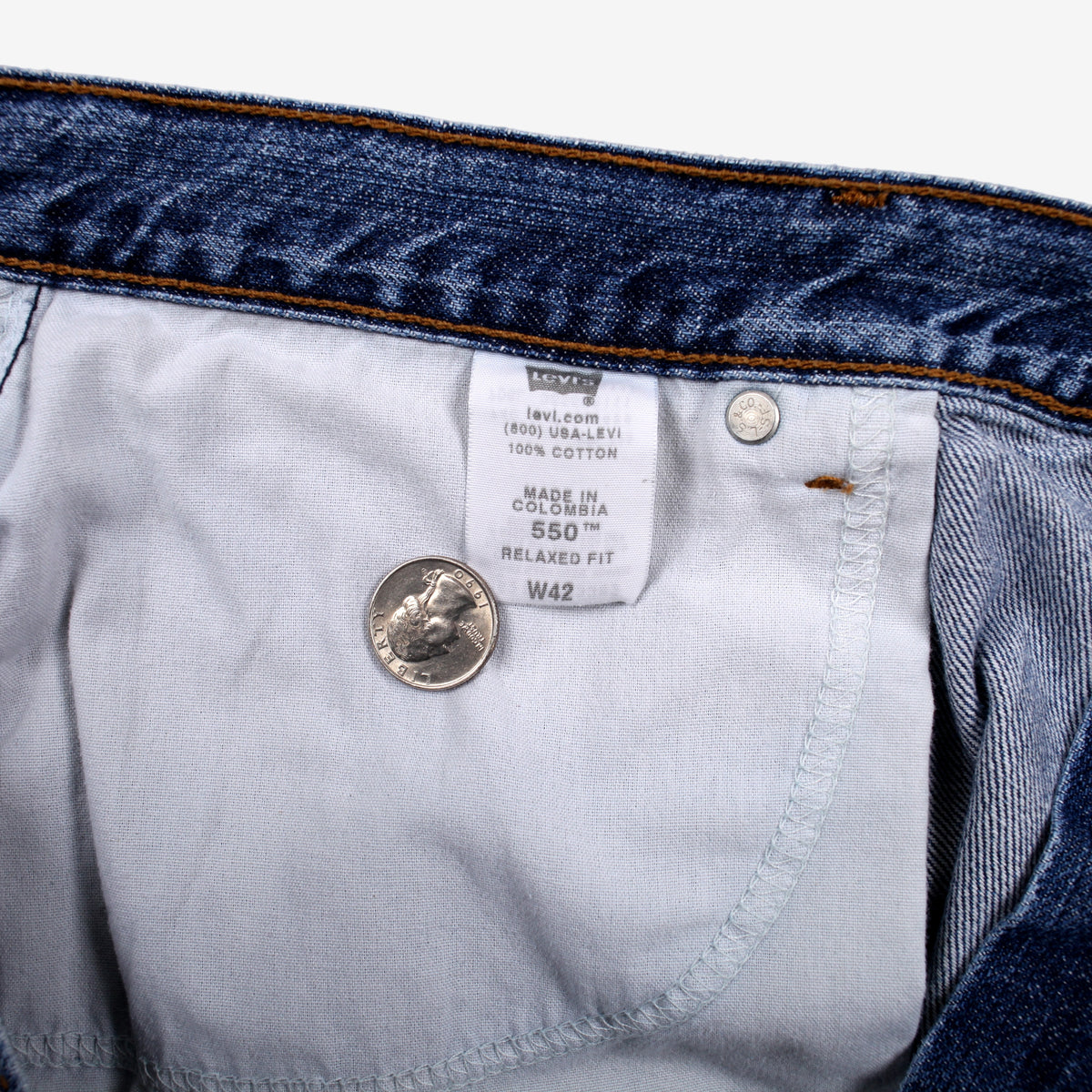 Levis 550 Denim Baggy Shorts Jorts 42 00s Blue Relaxed Western Summer