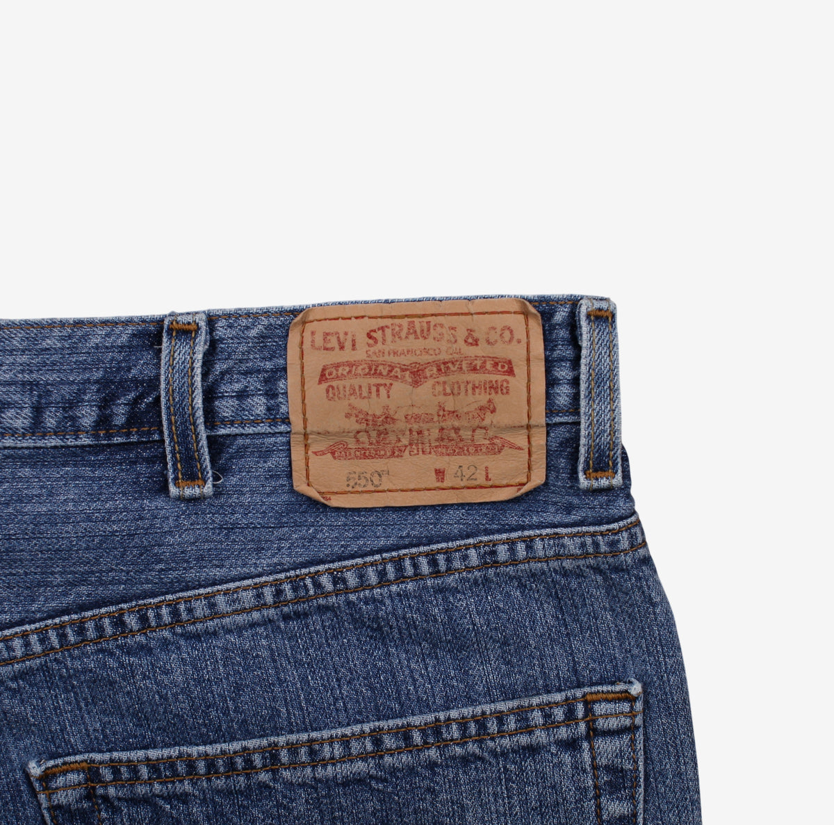 Levis 550 Denim Baggy Shorts Jorts 42 00s Blue Relaxed Western Summer