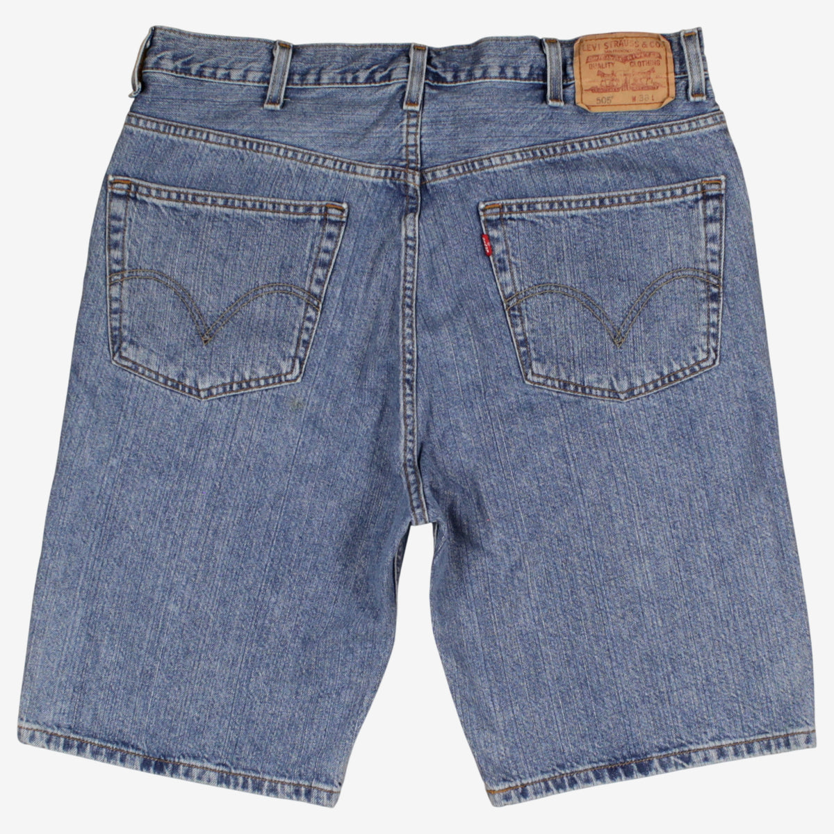 Levis 505 Denim Shorts Jorts 38 Mens Blue Regular Fit Summer Zip Fly