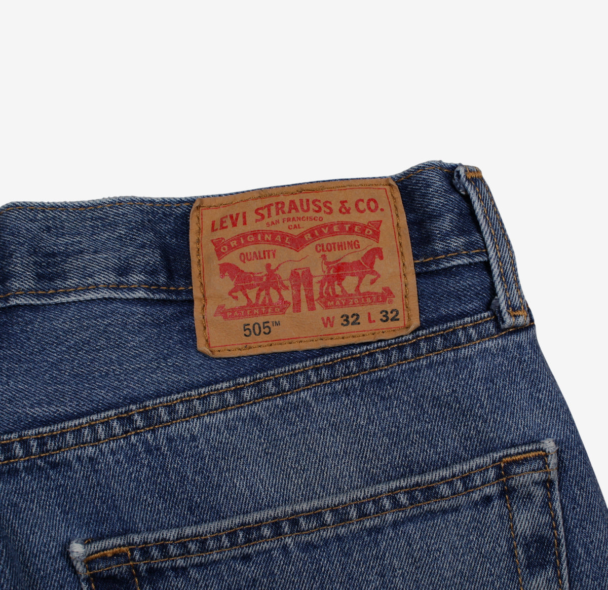 Levis 505 Jeans 32x32 Mens Blue Regular Straight Stonewash Red Tab Denim