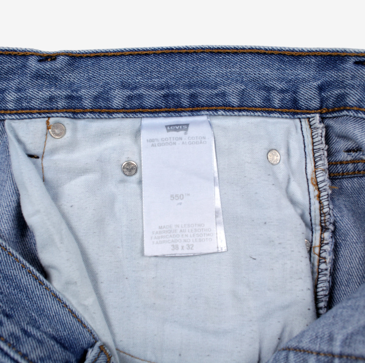 Levis 550 Jeans 38x32 Mens Blue Relaxed Taper Light Stonewash Denim