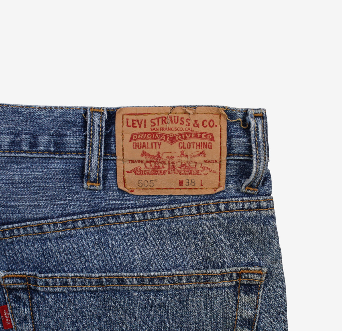 Levis 505 Denim Shorts Jorts 38 00s Blue Regular Knee Length Regular Fit