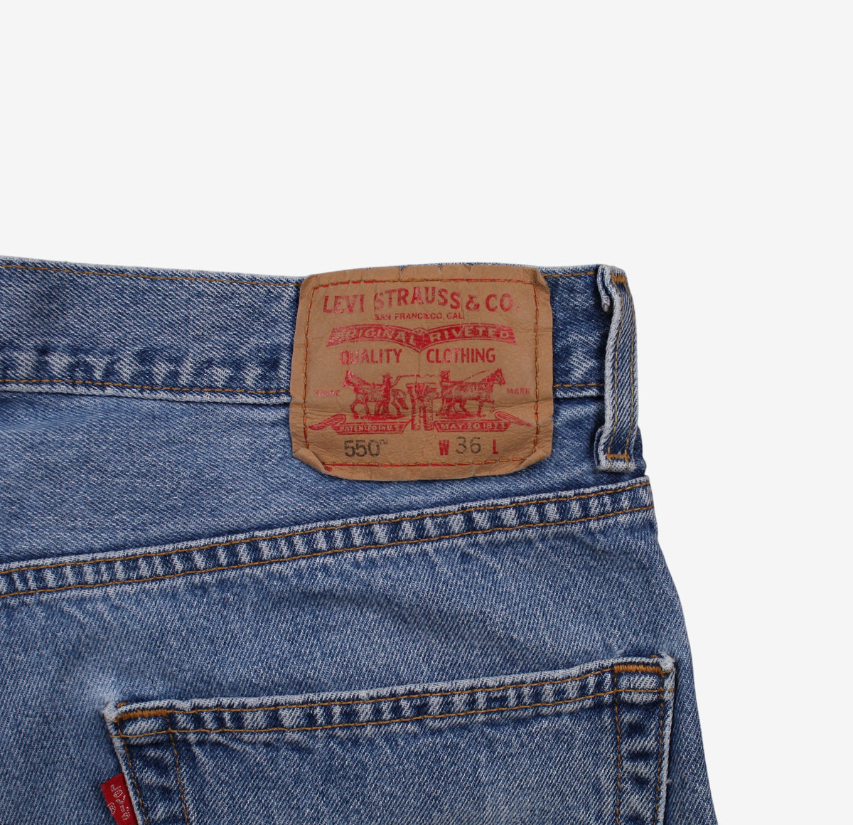 Levis 550 Denim Baggy Shorts Jorts 36 00s Blue Relaxed Bermuda Summer Carpenter
