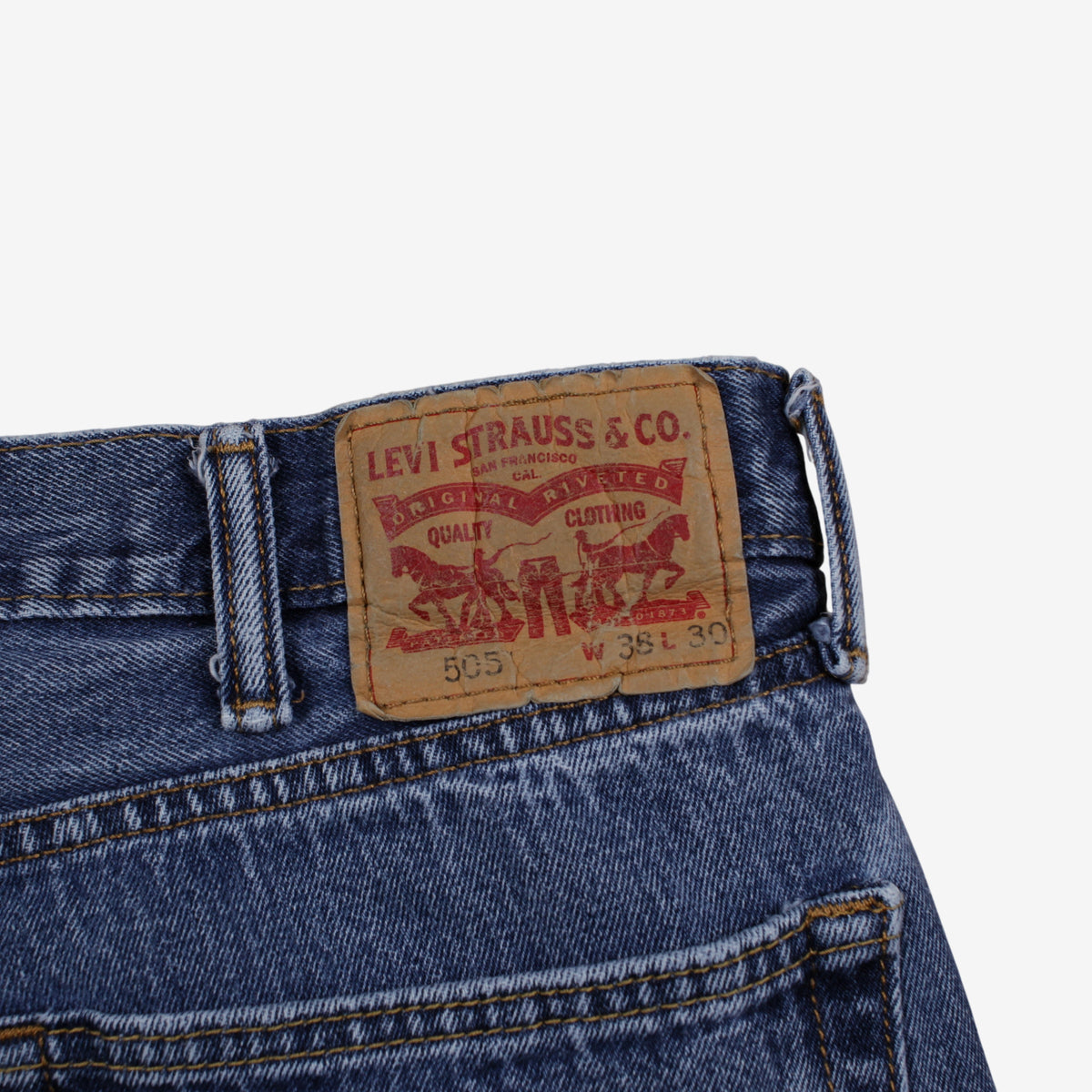 Levis 505 Jeans 38x30 Mens Blue Regular Straight Stonewash Red Tab Denim