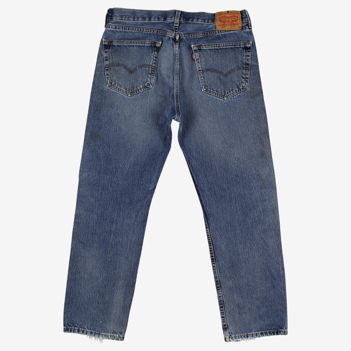 Levis 505 Jeans 36x32 Mens Blue Regular Straight Stonewash Red Tab Denim