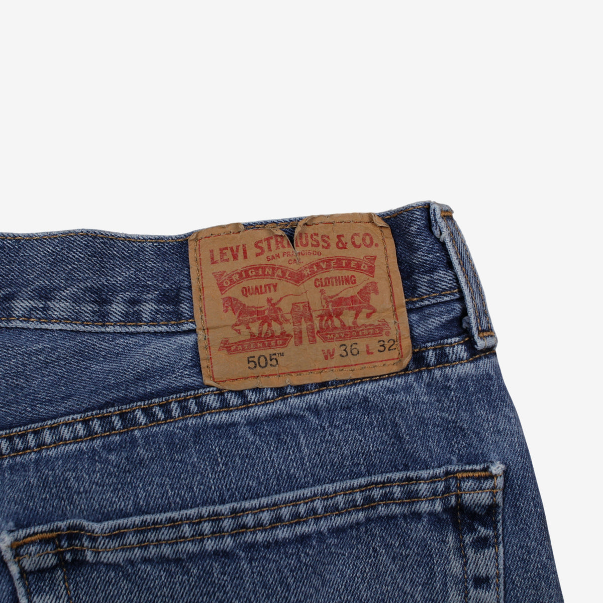 Levis 505 Jeans 36x32 Mens Blue Regular Straight Stonewash Red Tab Denim