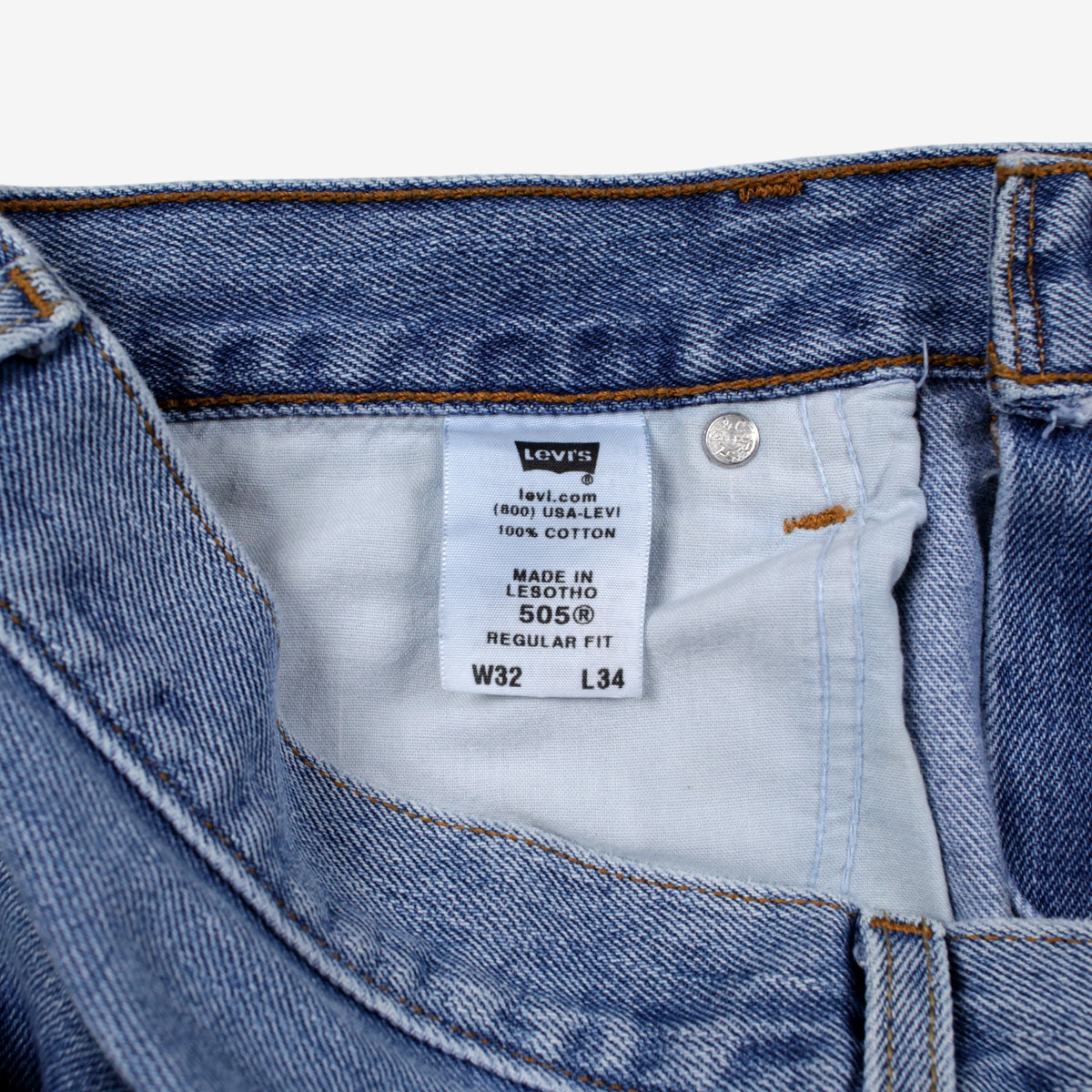 Levis 505 Jeans 32x34 Mens Blue Regular Straight Light Stonewash Denim