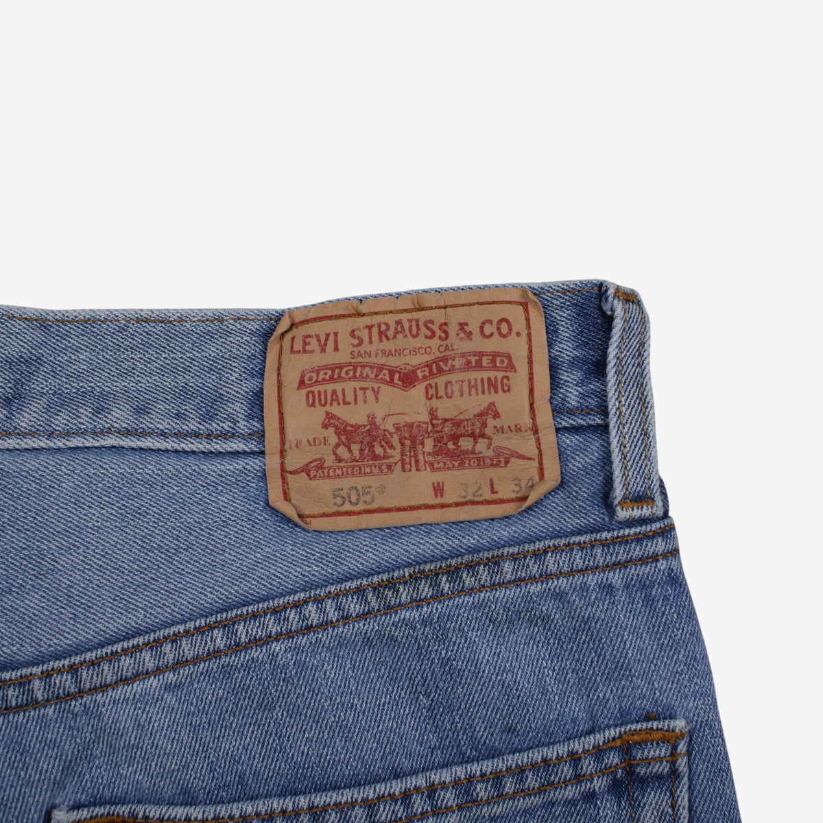 Levis 505 Jeans 32x34 Mens Blue Regular Straight Light Stonewash Denim