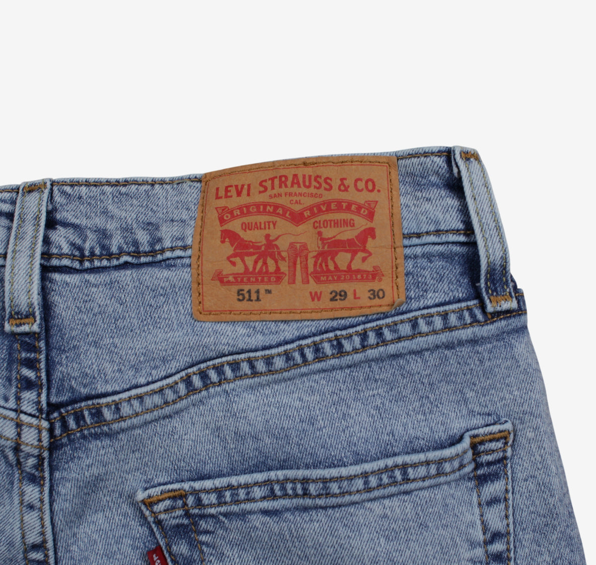 Levis 511 Jeans 29x30 Blue Slim Tapered Light Stonewash Red Tab Denim