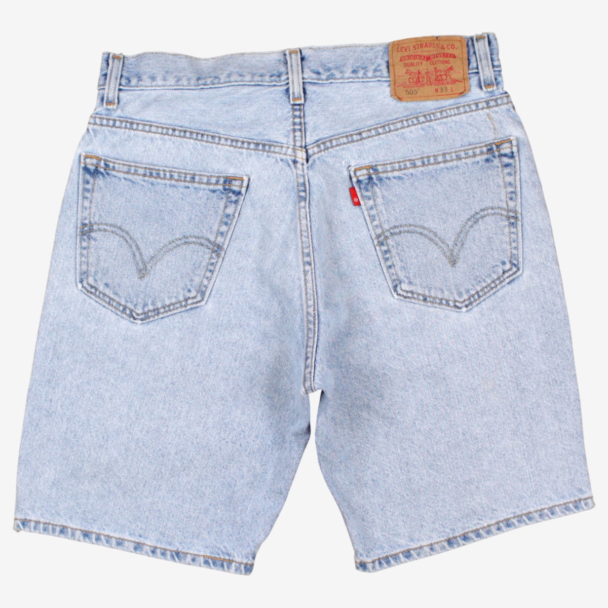 Levis 505 Denim Shorts Jorts 32 00s Blue Regular Light Wash Summer