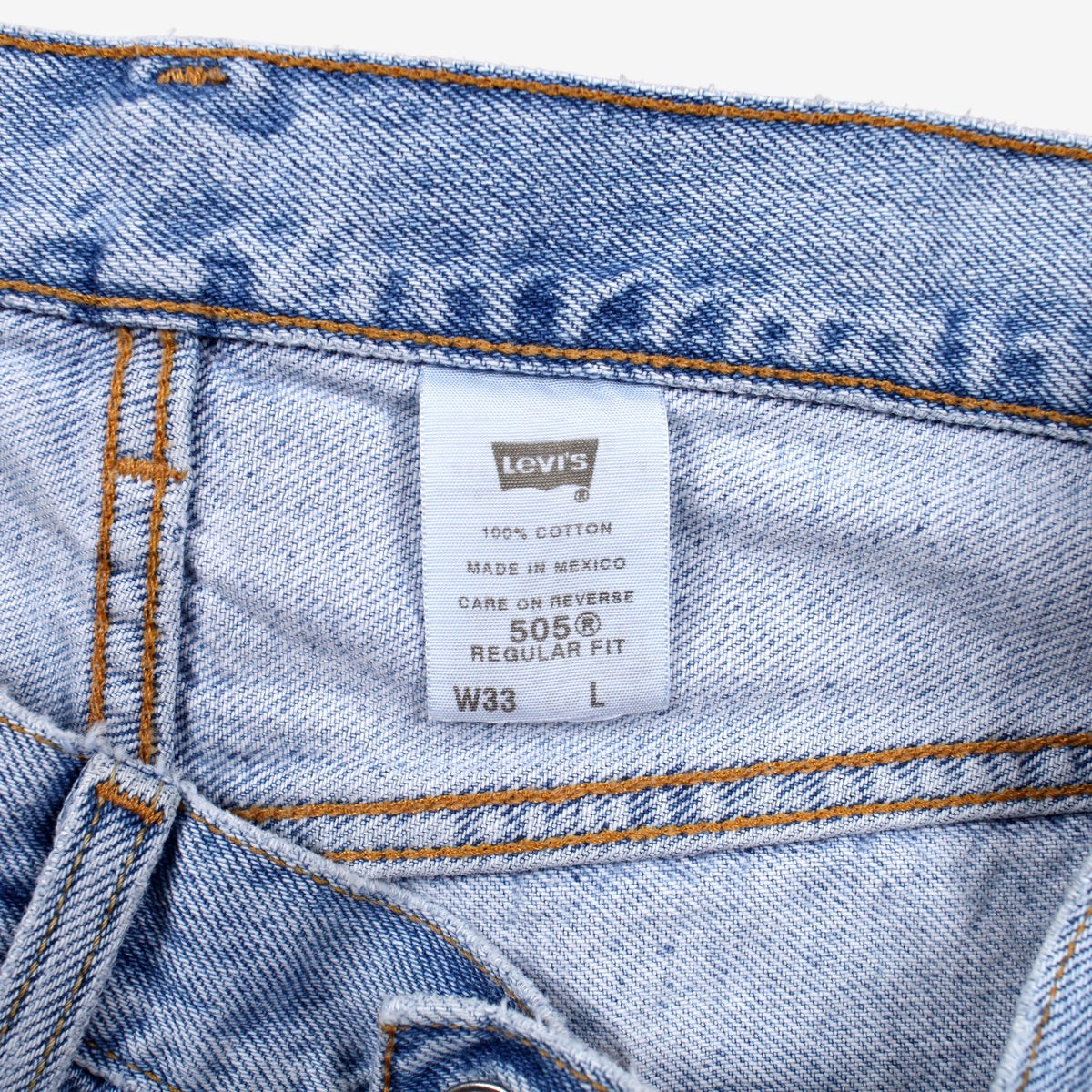Levis 505 Denim Shorts Jorts 32 00s Blue Regular Light Wash Summer