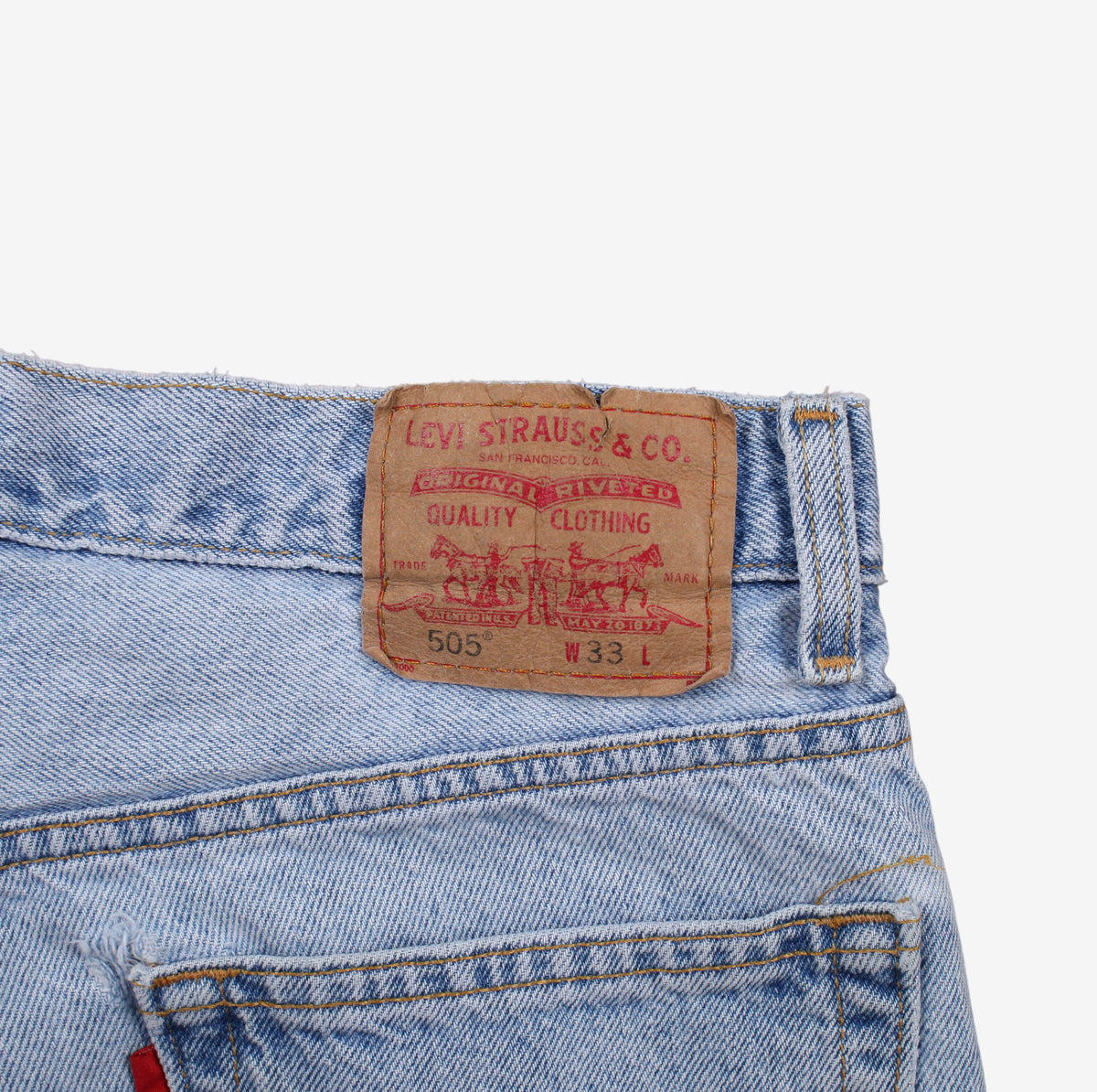 Levis 505 Denim Shorts Jorts 32 00s Blue Regular Light Wash Summer