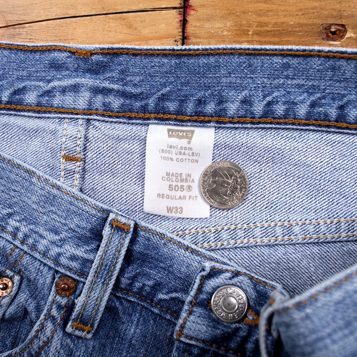 Levis 505 Denim Shorts Jorts 33 00s Blue Bermuda Regular Summer