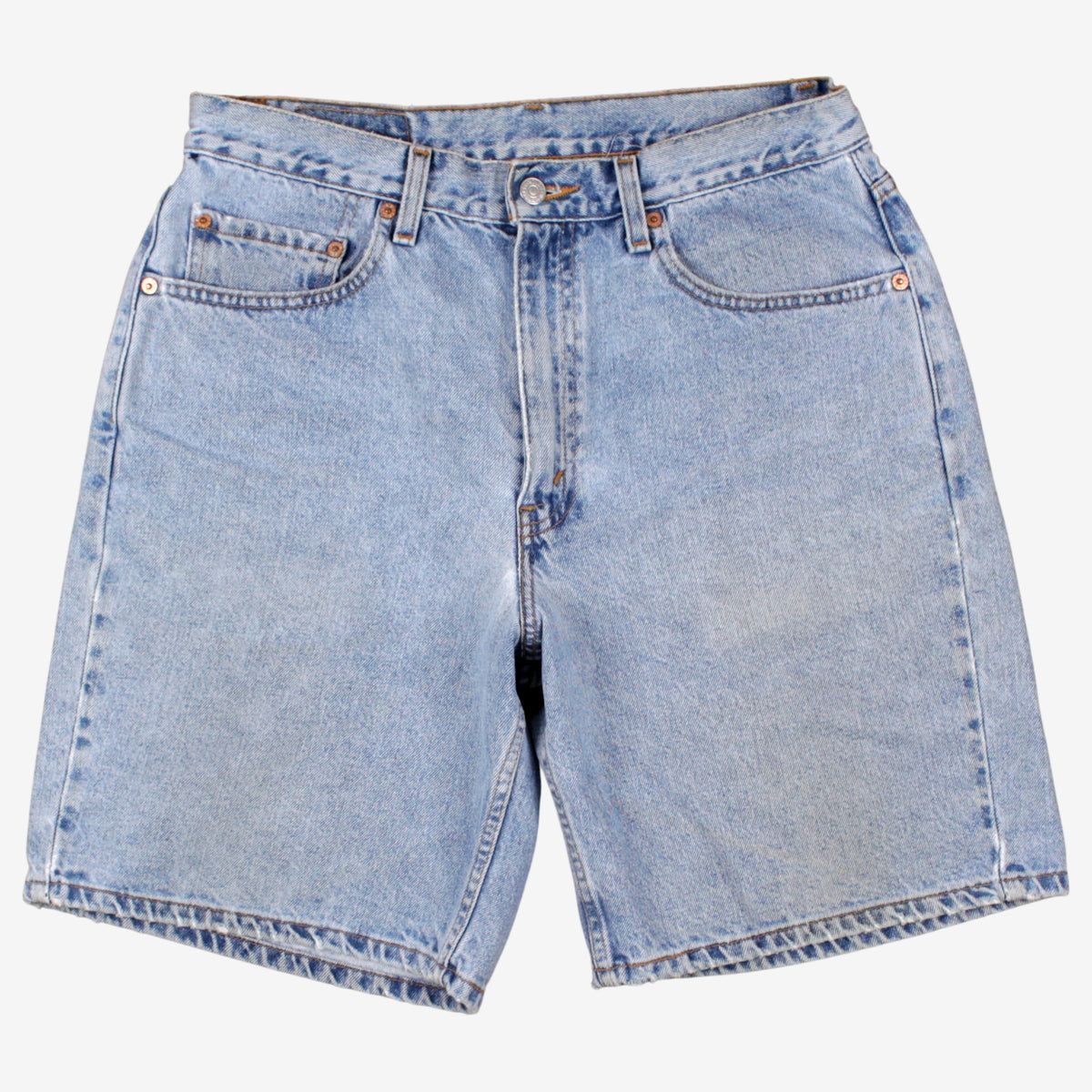 Vintage Levis 550 Denim Shorts Jorts 34 90s Blue Light Wash Mid Rise Relaxed Fit