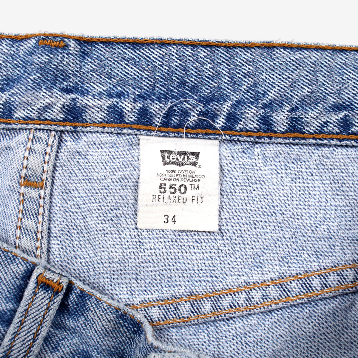 Vintage Levis 550 Denim Shorts Jorts 34 90s Blue Light Wash Mid Rise Relaxed Fit