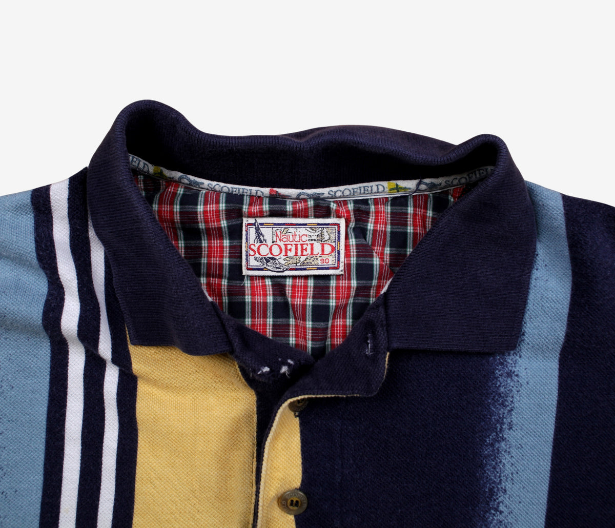 Vintage Nautic Scofield Polo Shirt M Mens 00s Blue Striped Preppy Sailing