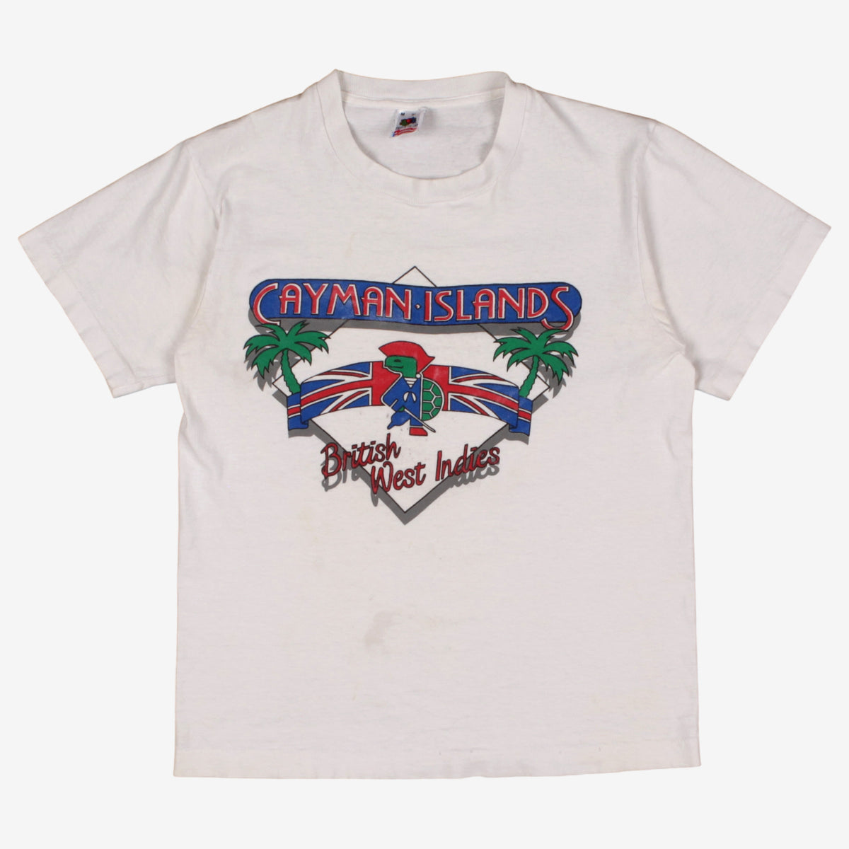 Vintage Fruit Of The Loom T-shirt M Mens 90s White Cayman Islands Single Stitch