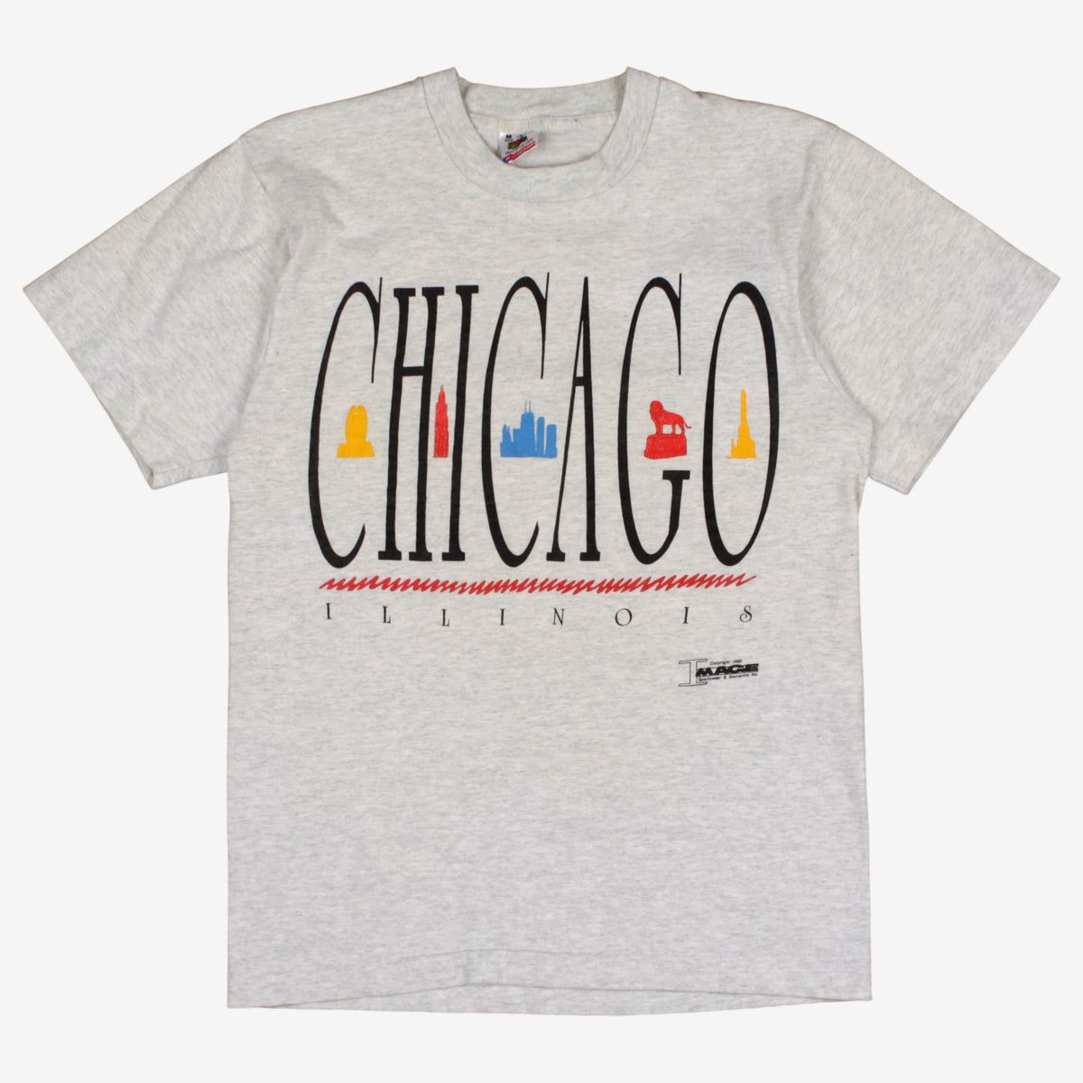 Vintage Fruit Of The Loom Chicago T-shirt M Mens 90s Grey Single Stitch
