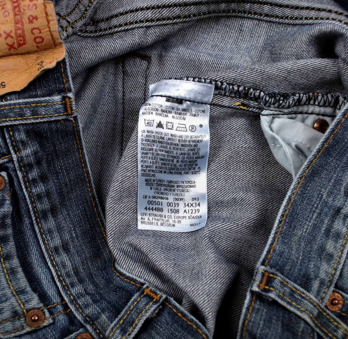 Levis 501 Jeans 34x29 Blue Regular Straight Faded Stonewash Red Tab Denim