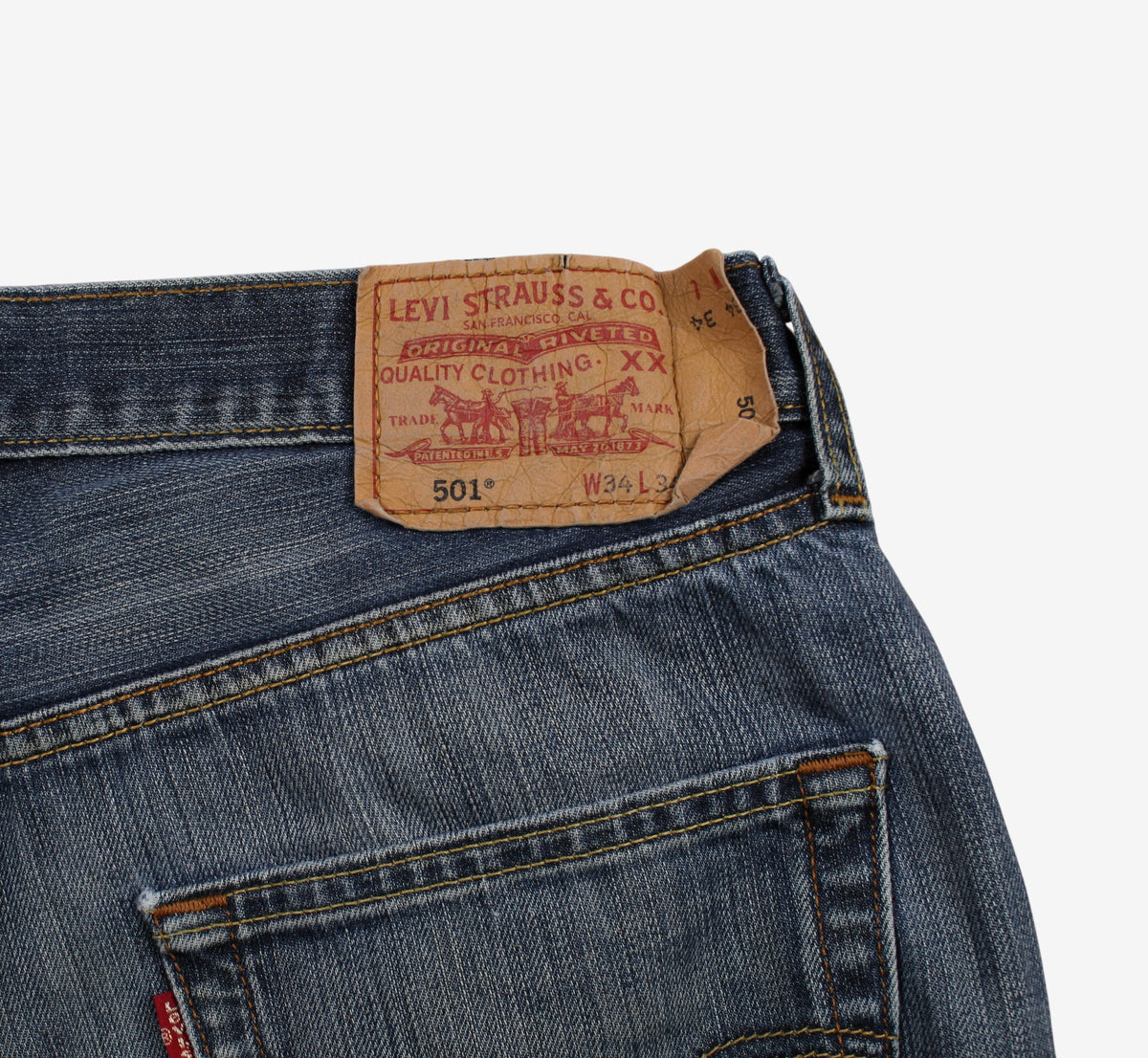 Levis 501 Jeans 34x29 Blue Regular Straight Faded Stonewash Red Tab Denim