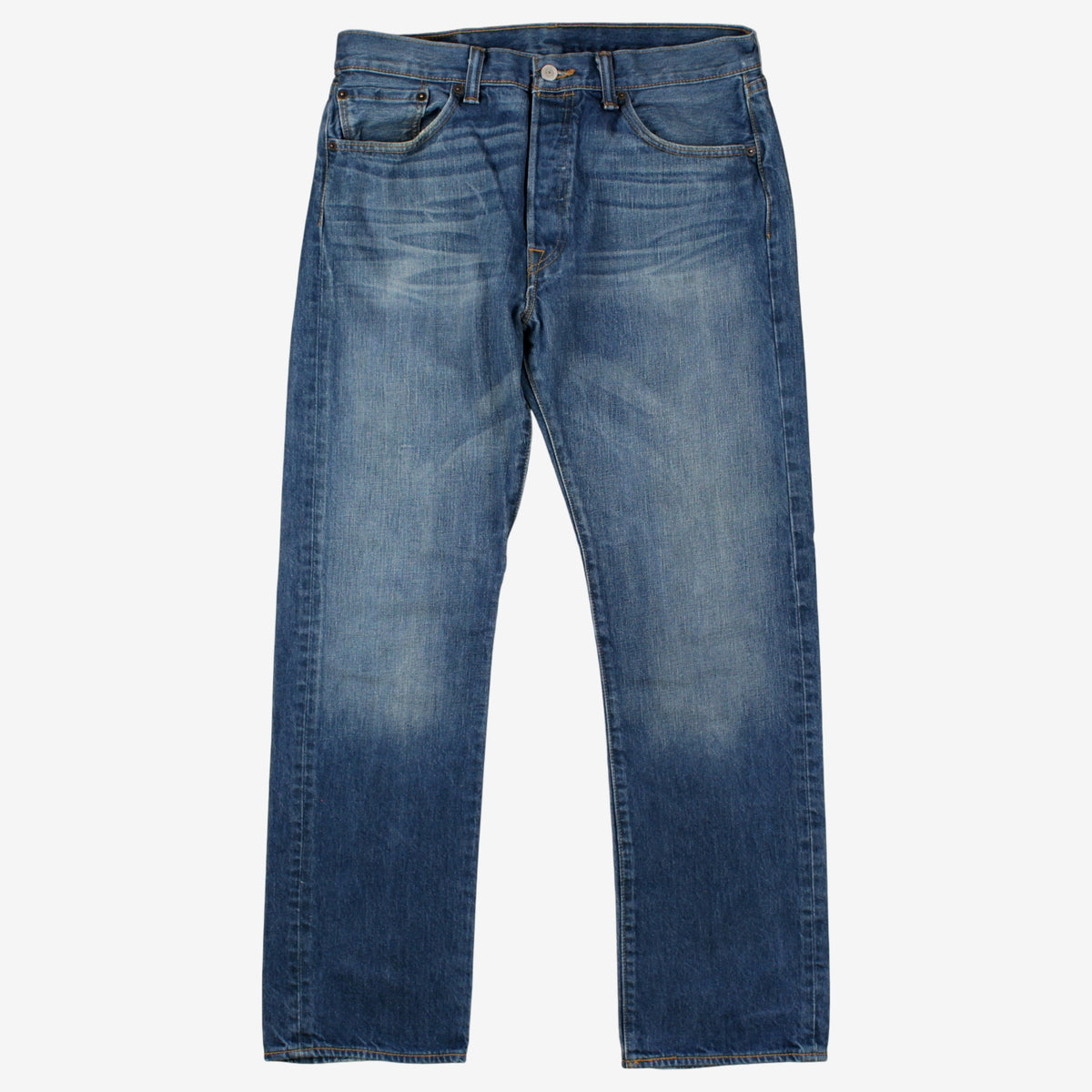 Levis 501 Jeans 34x32 Blue Regular Straight Faded Medium Stonewash Button Denim