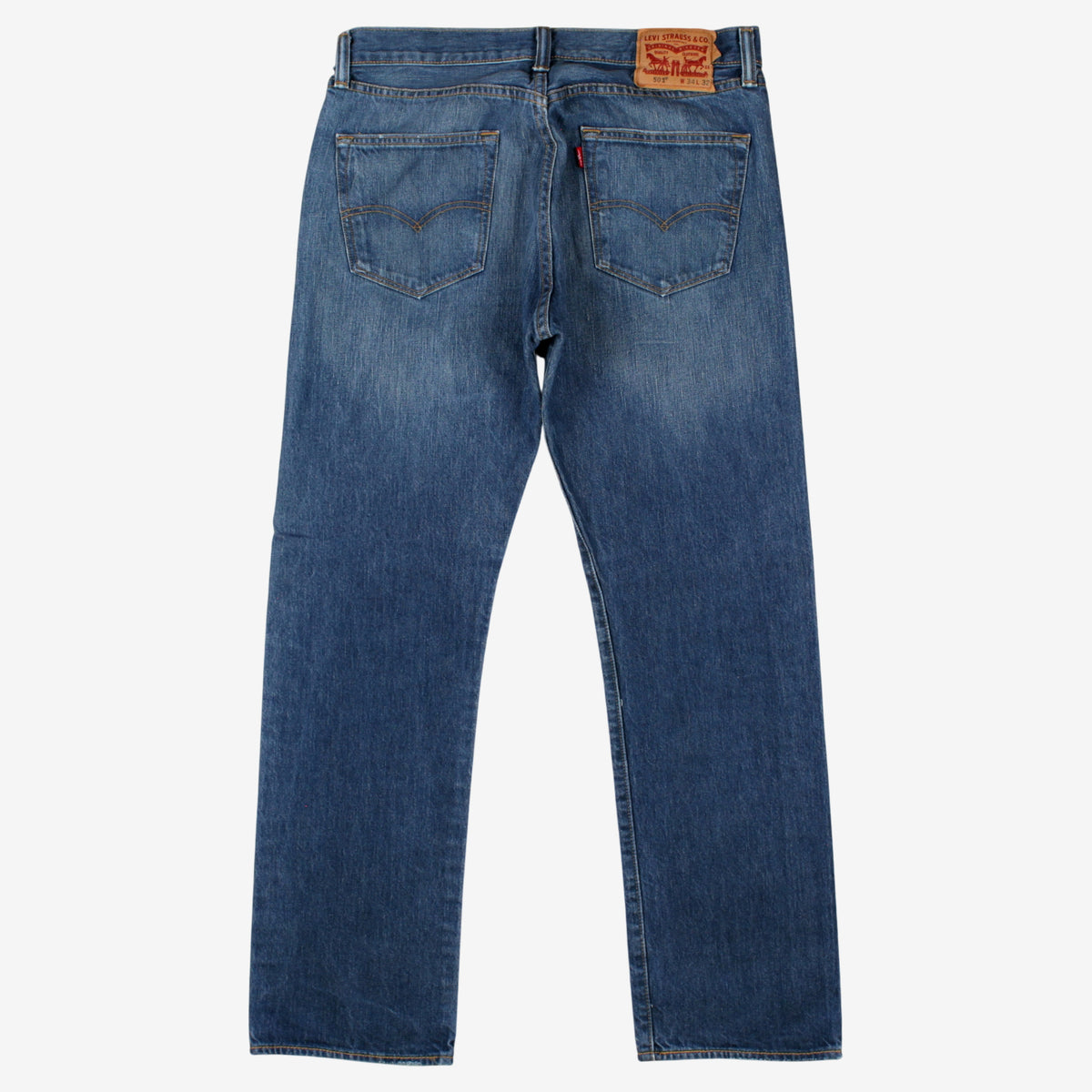 Levis 501 Jeans 34x32 Blue Regular Straight Faded Medium Stonewash Button Denim