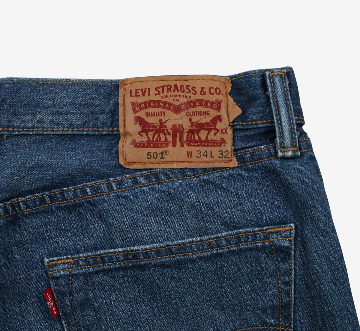 Levis 501 Jeans 34x32 Blue Regular Straight Faded Medium Stonewash Button Denim
